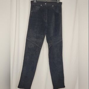 Morris Kaye & Sons Black Paneled Suede Leather Front Spandex Back Pants - Size M